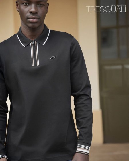 MERCERIZED POLO LONG SLEEVE - Black