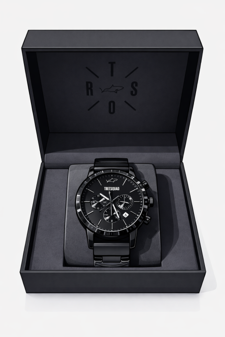 Watch With A Metal Link Strap- Black