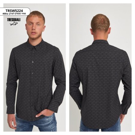 Long-sleeve button-down shirt/black