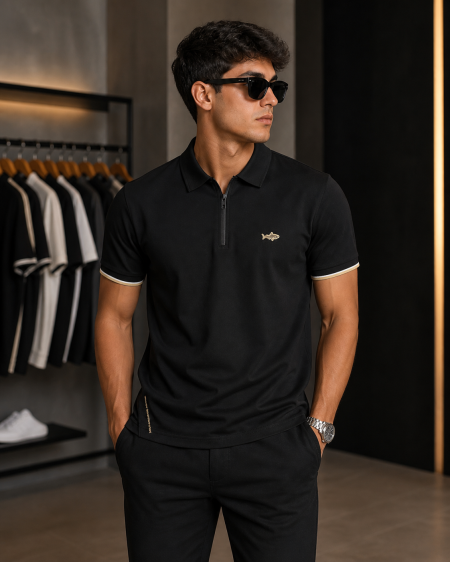 Men S/S Polo Black