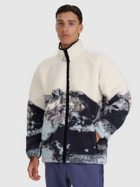 Unisex sherpa fleece oversize with stand-up collar - multicolour