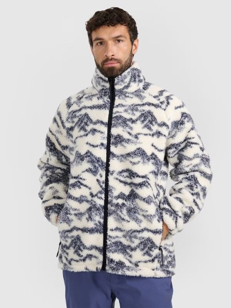 Unisex sherpa fleece oversize with stand-up collar - beige