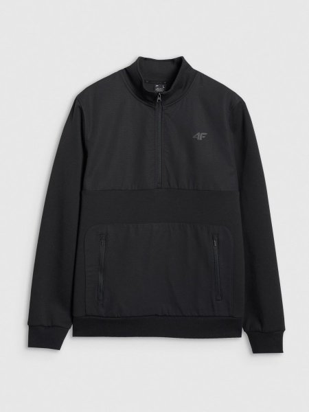 Men's non-zip tracksuit sweatshirt without hood - black