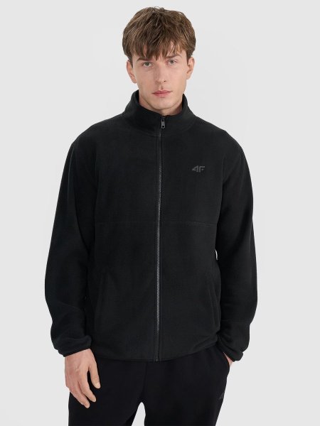 Men's regular stand-up collar fleece - black
